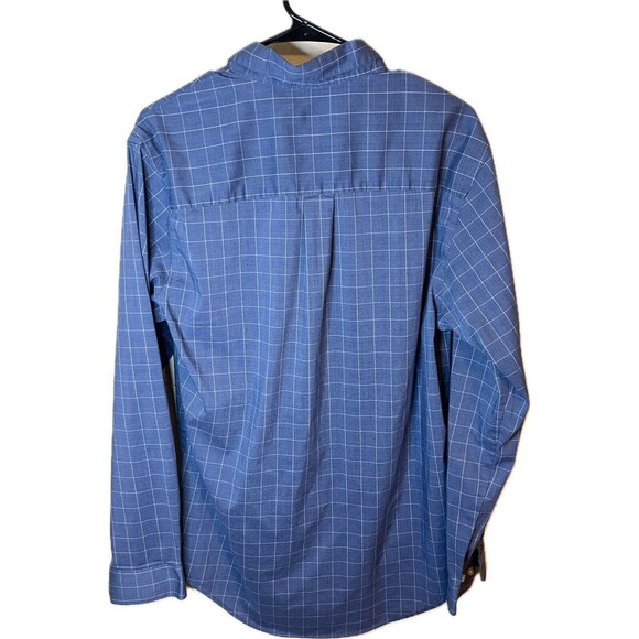Van Heusen Fitted Men’s M Blue Plaid Long Sleeve Button Down Dress Shirt Used - Picture 7 of 9
